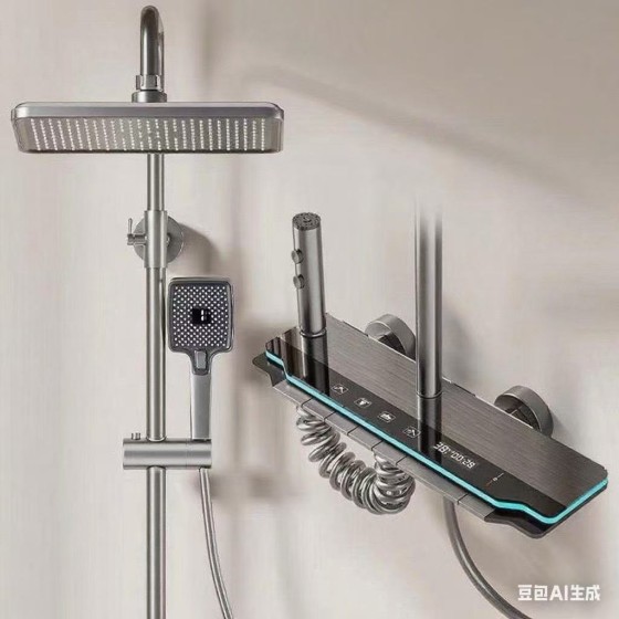 L221R gray shower set and square rose pvc hose ,have light from china